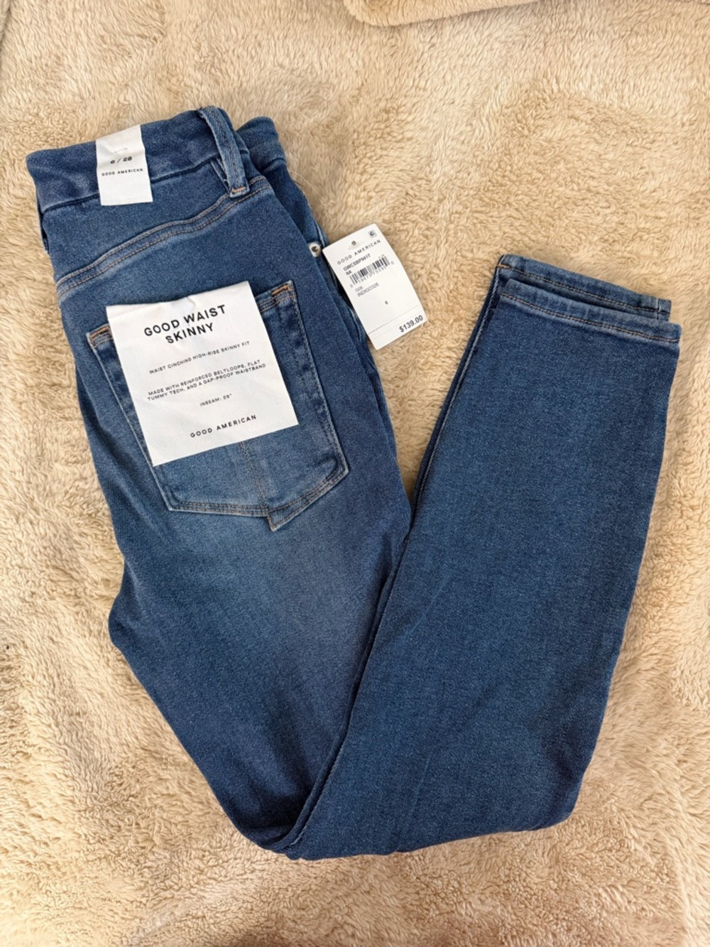 NWT Good American Good Waist Skinny Jeans - Medium Blue - Tummy Tech